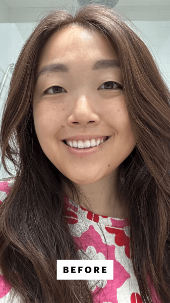 Selfie of Christa Joanna Lee before using the Strivectin Daily Reveal Exfoliating Face Pads with AHA BHA PHA TXA